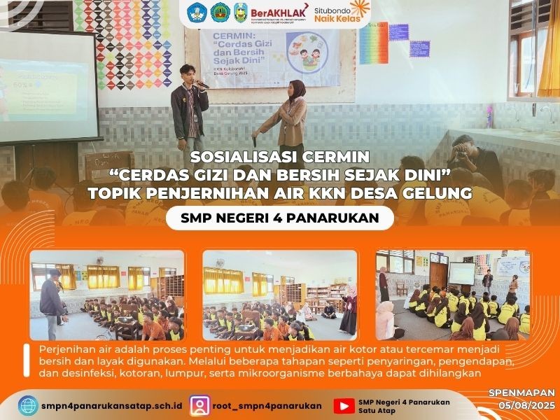 SOSIALISASI CERMIN “CERDAS GIZI DAN BERSIH SEJAK DINI” TOPIK PENJERNIHAN AIR KKN DESA GELUNG