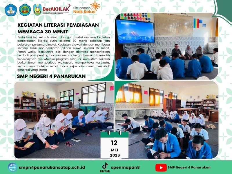 KEGIATAN LITERASI PEMBIASAAN MEMBACA 30 MENIT
