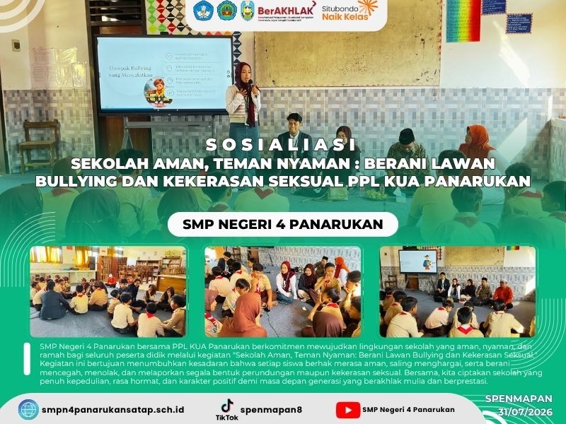 Sosialisasi Sekolah Aman, Teman Nyaman : Berani Lawan Bullying & Kekerasan Seksual PPL KUA Panarukan