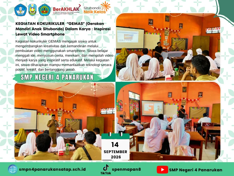 KEGIATAN KOKURIKULER  “GEMAS” (Gerakan Mandiri Anak Situbondo) Dalam Karya : Inspirasi Lewat Video Smartphone